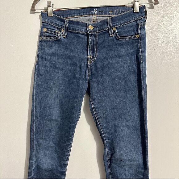 7Seven for All Mankind Skinny Jeans 27 Med/ Dark Wash Sz 26 - Picture 2 of 7